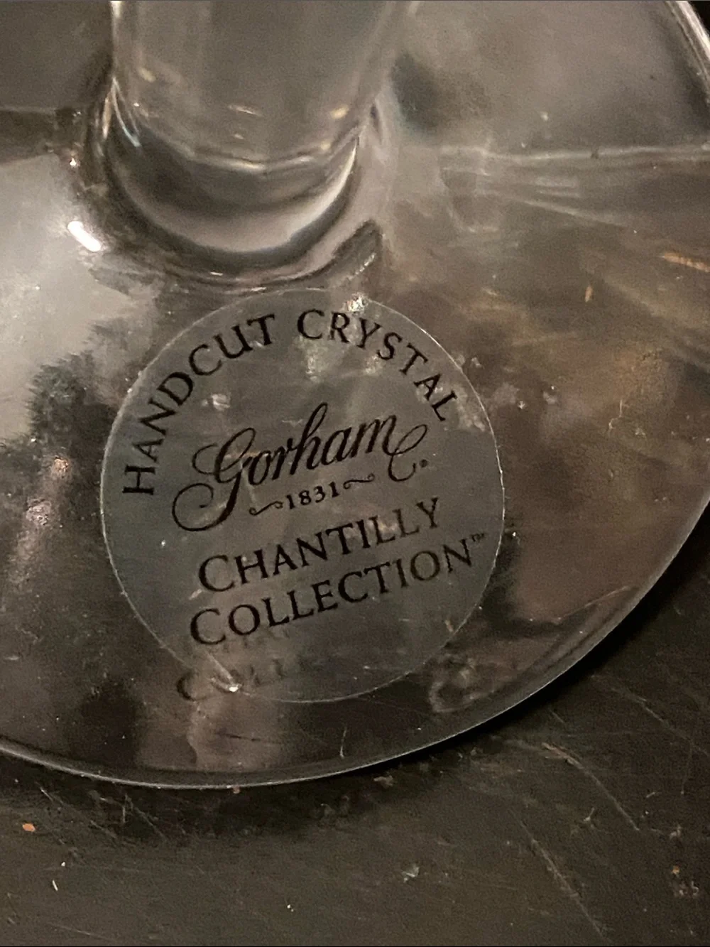pair of Gorham Chantilly Collection crystal candlestick taper votive holders